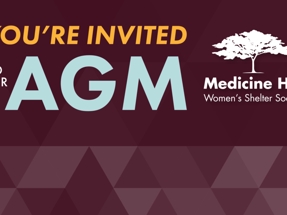 Purple background with the words "You're invited to our AGM" written on it, alongside the MHWSS tree logo.